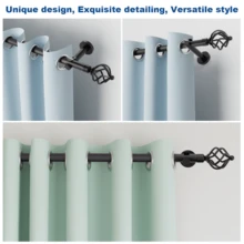 IsEasy Curtain Rod 25mm Curtain Rod 1 Track 2 Tracks Stainless Steel Metal 80-280cm - Black-1-läufig - View 10