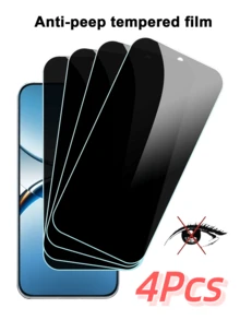 4pcs Anti-Spy Tempered Glass Screen Protector For OPPO Phones, Full Coverage, Easy Installation, Anti-Peeping, Bubble-Free, Scratch & Shatter Resistant, Suitable For Birthday/Family/Friends/Boyfriend/Girlfriend Screen Protection Essentials, Applicable To Daily Shield, Office, Home Privacy Screen Protector Phone Screen Protector Phone Accessories Waterproof Shockproof Anti-Fall Anti-Fall Scratch Resistant Anti-Fingerprint - Black - View 3