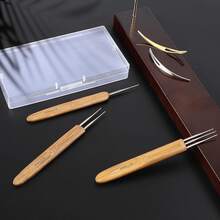 4 件 0.75 毫米辫子钩针木质钩针头发辫子工具用于编织工艺，辫子钩针用于头发，辫子针用于辫子，辫子钩针，辫子互锁工具用于辫子工艺 - 彩色 - 查看 4