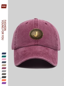 1 pieza Gorra de béisbol casual y de moda con letra "J", con gráfico metálico de estilo vintage del oeste, diseño ajustable ligero y duradero, transpirable para vacaciones, escuela, oficina, todas las estaciones, regalo ideal para parejas jóvenes, ciclismo al aire libre, deportes, calle, vacaciones, padres, fiesta, vuelta al cole, Día del Padre - A - Ver 8