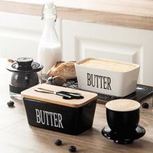 1pc 350ml Ceramic Butter Jar With Lid And Butter Knife, 4 Colors Available - Perfect For Home Cheese Jar, Butter Box, Butter Knife, Cheese Knife, Scraper - Butter Container, Sealed Butter Box, Butter Dish, Home Decor, Party & Christmas Storage