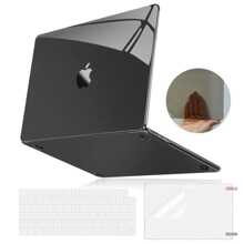 For MacBook Air 13.6" Case (2025-2022) [A3240 M4/ A3113 M3/ A2681 M2], Crystal Clear Plastic Hard Shell & Screen Protector & Keyboard Cover, Anti-Scratch Apple Laptop Protection Set - 水晶黑 - 查看 2