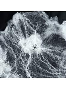 万圣节门帘、墙壁、入口处用白色恐怖布，带有白色蜘蛛网