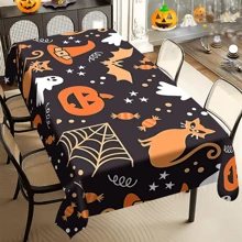 1/20 pièces Nappe d'Halloween, citrouille, bonbon, fantôme, motif de chauve-souris, nappe convenant pour la décoration de fête d'Halloween, décoration de table de cuisine de carnaval, cadeau, décoration de vacances, décoration de chambre, décoration de scène