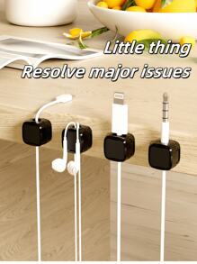 6/3/1pc Magnetic Cable Organizer - Black And White Cable Clips, Small And Durable, Suitable For Desktop Wall Mount, Mobile Phone Data Cable, Charging Cable, Desk, Home, Car And Office - Perfect For Technology Lovers And Students, Comes With Storage Holder And Cable Clip, No Drilling Required, Mark-Free Adhesive, Universal For Many Countries