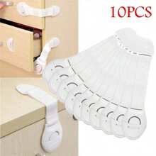 10 件白色儿童橱柜锁，婴儿防护抽屉锁，防止手指被夹，带扣设计，婴儿淋浴家庭装饰礼物