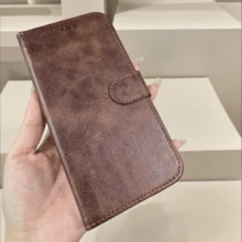 Flip Cover Phone Case, Insert Card Phone Case, Suitable For IPhone 16/15/14/13/12/11 PRO MAX PLUS. Pure Color Leather Phone Case With Retro Magnetic Flip Cover Made Of Artificial Leather. - Brown - View 4