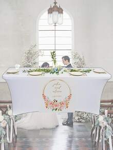 Customized Table Runner - Personalized Text Custom Table Runner, Polyester Fabric, Suitable For Wedding, Birthday, Anniversary And Event Tablecloth - White - View 6