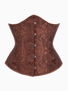 Plus Size Women's Lace-Up Brocade Corset, Front Closure Brocade Waist Cincher, Suitable For Parties, Carnivals, Halloween And Other Occasions