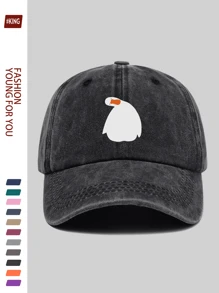 1pc Funny Tilted Cartoon Duck Print Baseball Cap, Retro European And American Popular Duck Billed Hat, Adjustable Strap, , Street Hip Hop Cap, Comfortable Breathable Adjustable, Classic Black Trucker Hat, Suitable For Outdoor Sports, Picnic, Camping, Beach, Holidays, Birthdays, Ideal Gift For Family And Friends, Back To School, Halloween, Mother's Day, Father's Day, Independence Day, Carnival