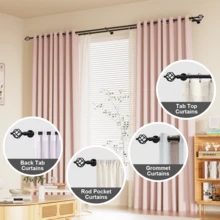IsEasy Curtain Rod 25mm Curtain Rod 1 Track 2 Tracks Stainless Steel Metal 80-280cm - Black-2-läufig - View 11