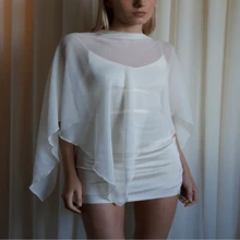 Mesh Poncho, Womens Sheer Poncho Shrug Bolero, Lightweight Summer Shrug Pullover Sweater - 白色 - 查看 2