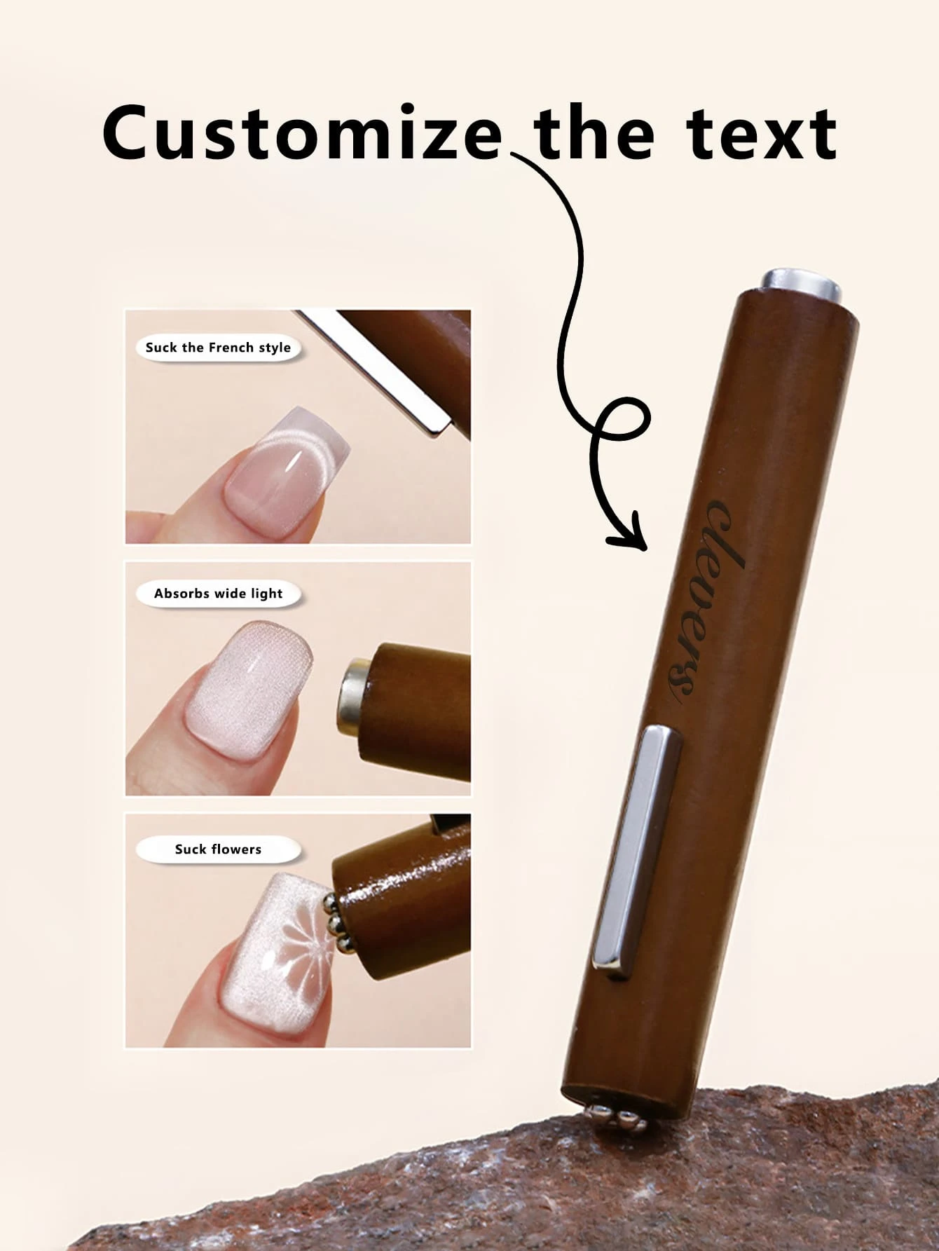 1pc Customized Nail Art Tool, Customizable Text & Letters - Cat Eye Magnetic 3-In-1 Multi-Functional - Reinforced Magnetic Dual-Ended Nail Art Dotting Tool - Suitable For Women DIY Nail Art, Gift For Wife, Girlfriend, Valentine's Day