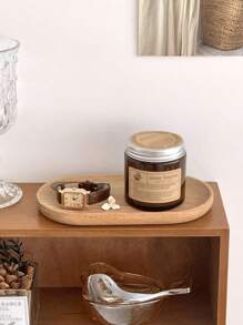 2pcs/1pc 7.8*4.65*1.69inch Wooden Tray, Aromatherapy Ornament Key Storage Tray, Creative Dessert Plate, Entrance Storage Tray, Wooden Candlestick, Oval Flower Pot Base It Can Also Be Used As A Decoration For Holiday Parties. With An Art Decor Style Gifts Birthday Graduation