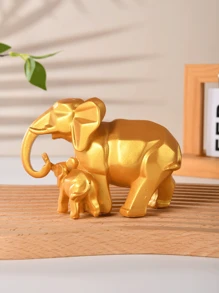 1pc Gold Elephant Statue Figurine, Symbolizing Good Luck, Health And Strength. Ideal Gift For Women, Mothers. As A Decorative Piece, It Makes A Great Gift For Christmas, Valentine's Day, New Year And Other Holidays. Gift For Friends. - Multicolor - View 9