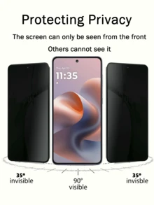 2 件钢化玻璃屏幕保护膜，表面光滑，高硬度，安装无气泡，隐私保护屏幕保护必需品，适用于日常防护、办公室、家庭隐私屏幕保护膜手机屏幕保护膜手机配件 - 黑色 - 查看 2