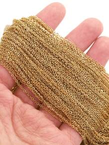 50 Stücke, flache Edelstahl-Kreuzkette mit Karabinerverschluss, DIY Schmuckzubehör Halskette