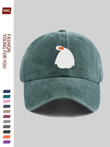 1pc Funny Tilted Cartoon Duck Print Baseball Cap, Retro European And American Popular Duck Billed Hat, Adjustable Strap, , Street Hip Hop Cap, Comfortable Breathable Adjustable, Classic Black Trucker Hat, Suitable For Outdoor Sports, Picnic, Camping, Beach, Holidays, Birthdays, Ideal Gift For Family And Friends, Back To School, Halloween, Mother's Day, Father's Day, Independence Day, Carnival