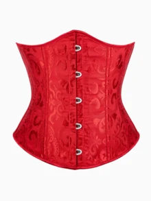Plus Size Women's Lace-Up Brocade Corset, Front Closure Brocade Waist Cincher, Suitable For Parties, Carnivals, Halloween And Other Occasions