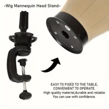 1 件可调节模特假发支架，适用于模特头假发训练模型美发师 Dalon 造型工具假发支架 - 黑色 - 查看 5