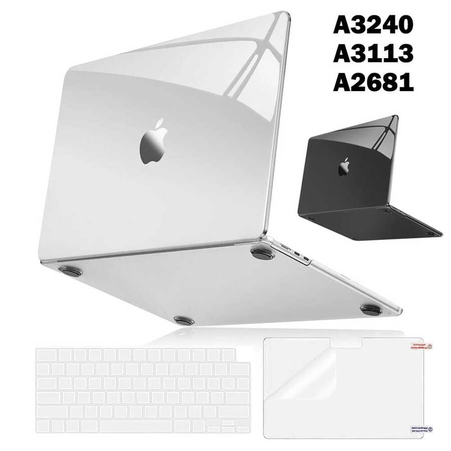 For MacBook Air 13.6" Case (2025-2022) [A3240 M4/ A3113 M3/ A2681 M2], Crystal Clear Plastic Hard Shell & Screen Protector & Keyboard Cover, Anti-Scratch Apple Laptop Protection Set - trong suốt như pha lê - Xem 1