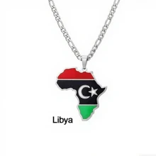 Popular Africa Theme Dripping Oil Stainless Steel Map Pendant Necklace
