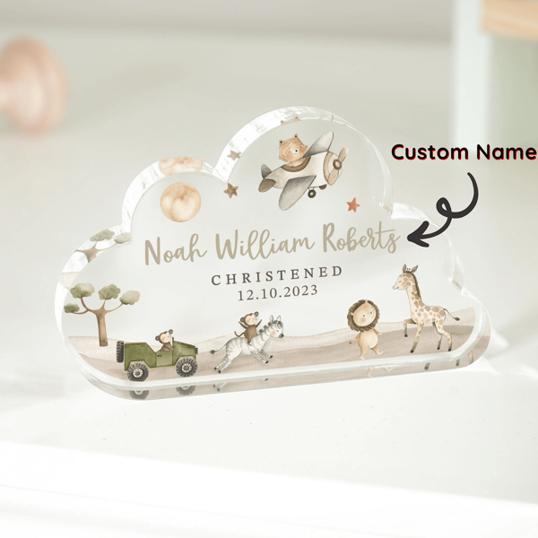 Gepersonaliseerd doopcadeau, plaquette met wolken voor baby's, doopcadeau, cadeau voor pasgeboren baby, doopcadeau, speciale cadeaus