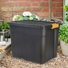 Heavy Duty Parabox Storage Box With Lid - 20L Or 42L Lockable, Stackable, Clip Handles, Black Thick Plastic Box For Indoor Or Outdoor Use - Organiser Stacking Boxes Home Organizer
