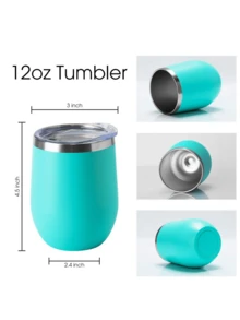 Cốc cà phê giữ nhiệt 350ml/12oz, cốc đáy cong bằng thép không gỉ, cốc đựng đồ uống đa năng dùng trong gia đình, bình nước giữ nhiệt nhiều lớp chống rò rỉ với tay cầm và nắp hình quả trứng. - Nhiều màu - Xem 7