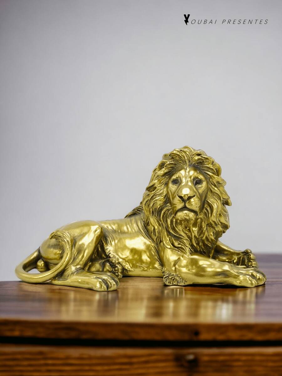 Large Lion Resin Ornament 22cm - Golden(Type B) - View 1