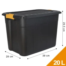 Heavy Duty Parabox Storage Box With Lid - 20L Or 42L Lockable, Stackable, Clip Handles, Black Thick Plastic Box For Indoor Or Outdoor Use - Organiser Stacking Boxes Home Organizer