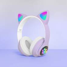 Cat Ear RGB Wireless Gaming Headset Wireless 5.3, 40H Playtime, Adorable Foldable Headphones, LED - Equipped Wireless Headphones, Wireless High Fidelity Sound Quality, Can Play For A Long Time, Cat Ear RGB Headphones For Kids, Foldable Christmas Halloween Gift With LED Lights