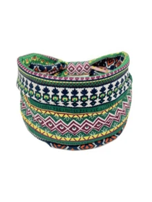 4条装复古佩斯利花纹发带，女士彩色头巾，运动吸汗带，瑜伽发饰，波西米亚风女士围巾，女士发带 - 格紋 - 查看 5