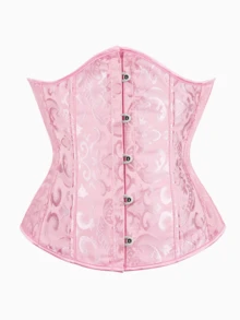 Plus Size Women's Lace-Up Brocade Corset, Front Closure Brocade Waist Cincher, Suitable For Parties, Carnivals, Halloween And Other Occasions