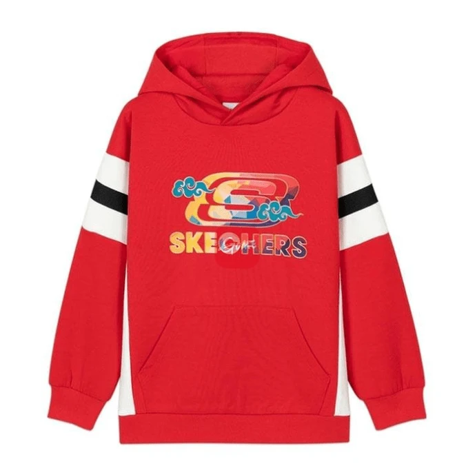 Skechers 儿童简约连帽休闲运动衫 - 紅色 - 查看 1