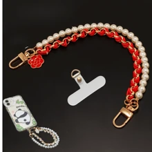 1 Set Fashion Pearl Extension Chain, Sakura & Camellia Flower Phone Lanyard, Water Cup Lanyard, Handbag Strap Chain
