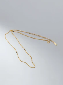 1pc Luxury S925 Sterling Silver Gold Plated Plain Chain, Suitable For Women's DIY Jewelry Design, Elegant Minimalist Layered Necklace, Delicate Chic Clavicle Chain, Casual Daily Wear Or Gift, Comes With Exquisite Gift Box