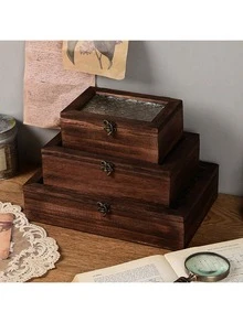 1pc Elegant Wooden Vintage Cabinet Featuring Glass Door Panel And Drawer For Stylish Cosmetics And Miscellaneous Storage, Perfect For Valentine's Day Gifts, Home Decor, And Organizing Essentials For The Festive Season, Ideal For Christmas, Thanksgiving, And New Year Celebrations - Coffee Brown - View 8