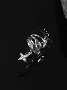 1pc Men's Silver Spiral Star Zirconia Single Ear Clip