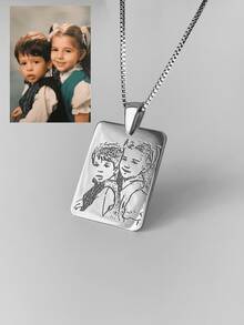 Personalized Photo Engraved Locket Necklace, Custom Photo Engraving, 18K Stainless Steel Chain, Gold/Silver Portrait Pendant, Personalized Family/Pet Jewelry, Perfect Gift - Multicolor-box Chain - View 5