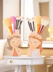 1pc Creative Little Fairy Makeup Brush Storage Tube Dressing Table Desktop Eyeshadow Eyebrow Pencil Brush Pencil Holder Storage Rack, Little Girl Light Luxury High-End Office Decorative Ornaments, Girly Heart Desktop Storage Girl Gift Ins, Best Gift, Winter, Decorations, Home, Wedding Decorations, Home Decorations, Jewelry Collection Box, Party Decoration Valentine's Day Birthday