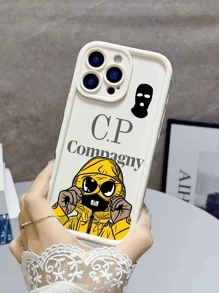 1 pieza Funda de teléfono con patrón de retrato masculino de ropa amarilla, protección de lente simple, estilo IMD colorido y concha plateada energética, personalizada para iPhone 16 Pro Max, 15/14 Plus/13/12/11, compatible con Samsung/Redmi/OPPO/Vivo/Honor