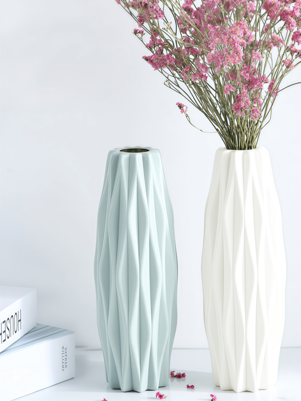 1pc Plastic Flower Vase Home Decor, Office Desk Decoration, Small Vase Decor For Living Room, Balcony, TV Stand, Dining Table, Dry/Fresh Flower Vase (Random Color) Room Decor Glass Vase