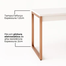 Industrial Style Office Desk - Home Office - Wood - Black - White - Rose Gold - 白色/粉紅色 - 查看 3