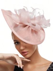 1 件羽毛头饰头带女士茶会帽肯塔基德比帽鸡尾酒婚礼新娘头饰头带夹女士女孩生日母亲节万圣节圣诞节礼物 - 彩色 - 查看 12