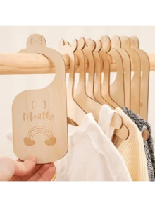 1 套/7 件精美木制婴儿衣柜隔断 - 可爱熊设计，适合新生儿至 24 个月大小的衣服 - 可爱的育儿室装饰衣架隔断，轻松整理您的小宝宝女孩或男孩的房间，婴儿洗礼家庭装饰礼物，婴儿洗礼复活节礼物，适合女孩/男孩的物品 - 彩色 - 查看 8