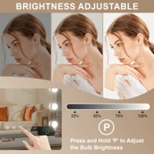 Teousev Vanity Mirror With Lights, Makeup Mirror ,14pcs Dimmable Bulbs, 3 Color Modes Lighted Vanity Mirror ,Smart Touch Control, Tabletop Or Wall Mounted, White - White - View 3