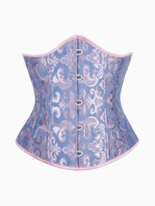 Plus Size Women's Lace-Up Brocade Corset, Front Closure Brocade Waist Cincher, Suitable For Parties, Carnivals, Halloween And Other Occasions