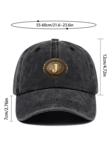 1 pieza Gorra de béisbol casual y de moda con letra "J", con gráfico metálico de estilo vintage del oeste, diseño ajustable ligero y duradero, transpirable para vacaciones, escuela, oficina, todas las estaciones, regalo ideal para parejas jóvenes, ciclismo al aire libre, deportes, calle, vacaciones, padres, fiesta, vuelta al cole, Día del Padre - A - Ver 4