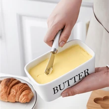 1pc 350ml Ceramic Butter Jar With Lid And Butter Knife, 4 Colors Available - Perfect For Home Cheese Jar, Butter Box, Butter Knife, Cheese Knife, Scraper - Butter Container, Sealed Butter Box, Butter Dish, Home Decor, Party & Christmas Storage